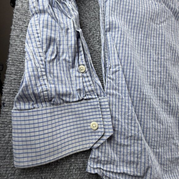 Gitman Bros USA XL Cotton Check Blue American Button Up Long Sleeve Shirt Men - Picture 8 of 16